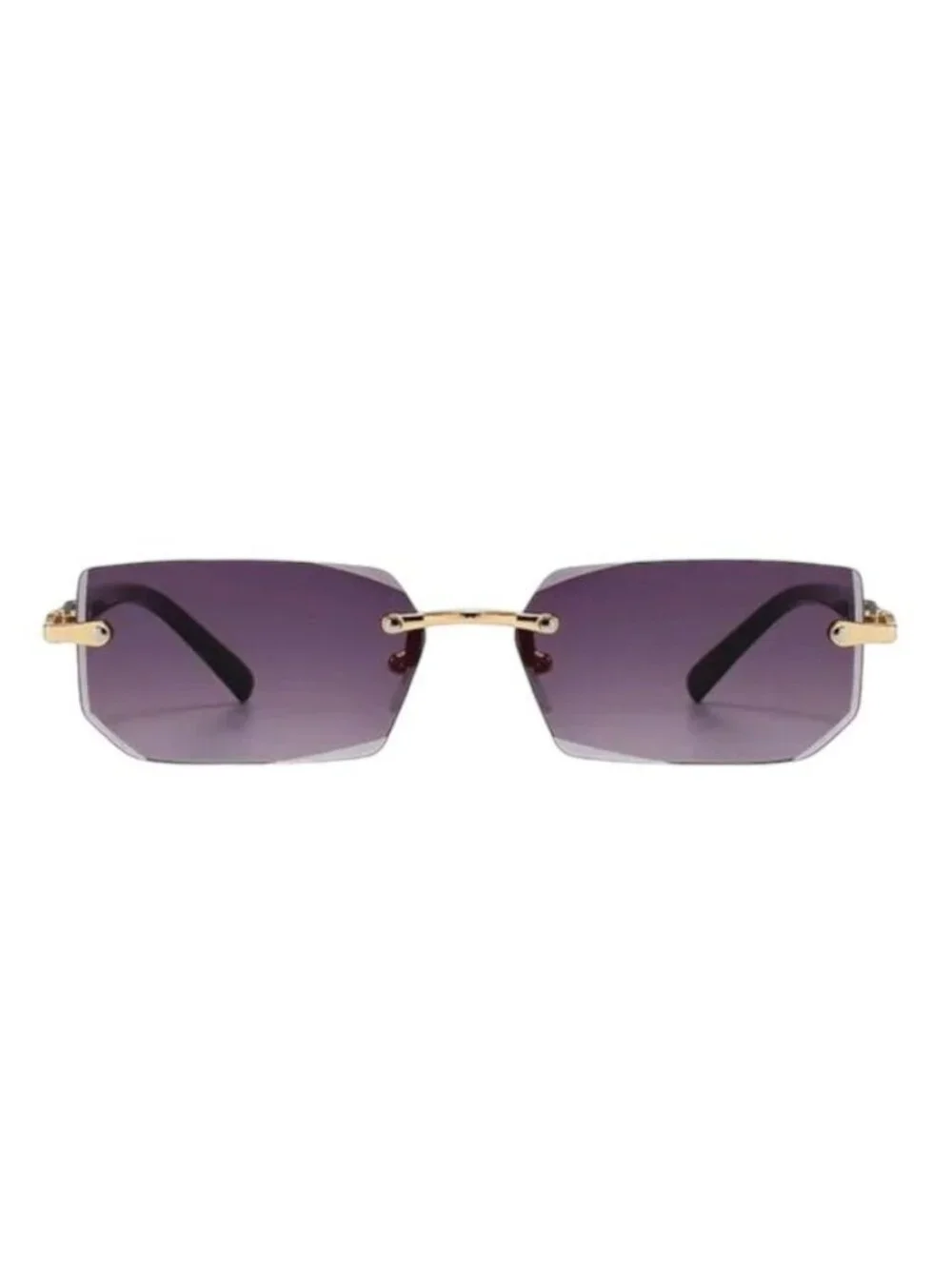 Rectangular Gradient Grey Lens Sunglasses With Gold & Black Arms Unisex